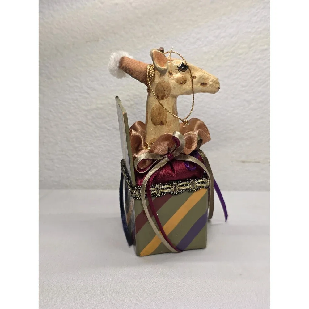 Vintage Katherines Collection Handcrafted Wooden Giraffe Trinket ornament Xmas